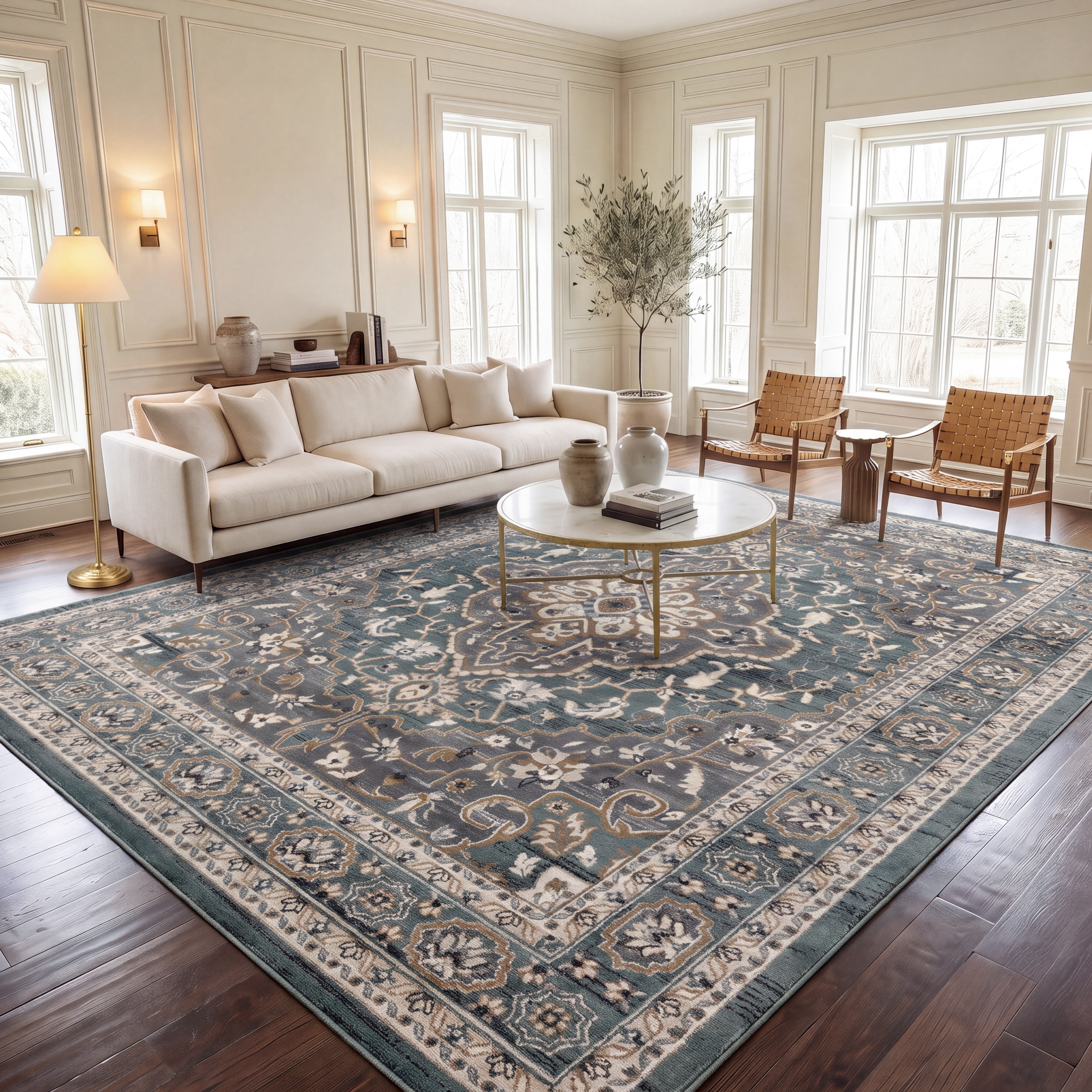 Safavieh Lyndhurst Idella Floral Area Rug, Teal/Gray, 8' x 10'