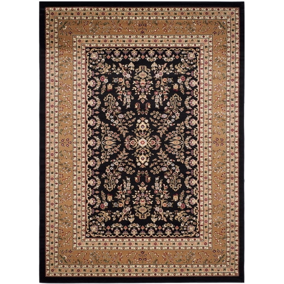 SAFAVIEH Lyndhurst Isadora Floral Area Rug, Black/Tan, 10' x 14'