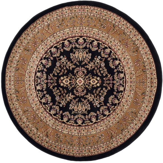 SAFAVIEH Lyndhurst Isadora Floral Area Rug, Black/Tan, 4' x 4' Round