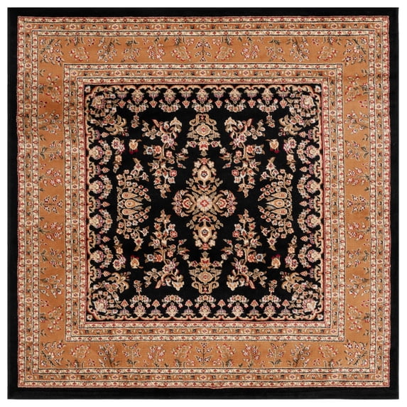 SAFAVIEH Lyndhurst Isadora Floral Area Rug, Black/Tan, 4' x 4' Square