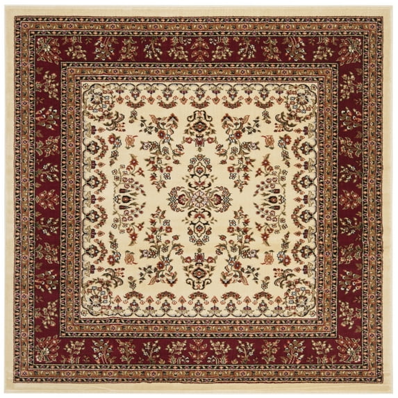 SAFAVIEH Lyndhurst Isadora Floral Area Rug, Ivory/Red, 4' x 4' Square