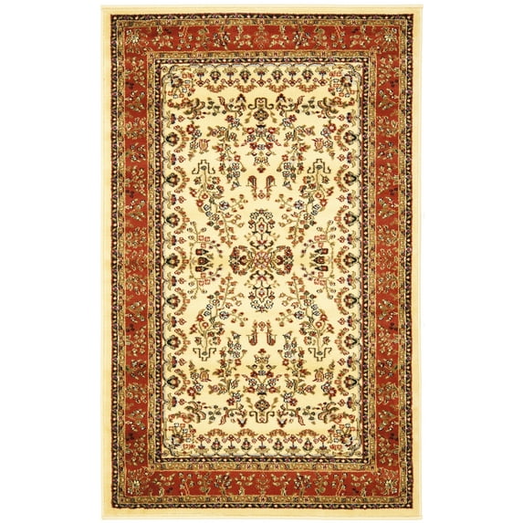 SAFAVIEH Lyndhurst Isadora Floral Area Rug, Ivory/Rust, 2'3" x 4'
