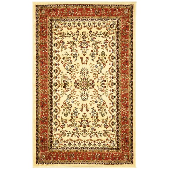 SAFAVIEH Lyndhurst Isadora Floral Area Rug, Ivory/Rust, 4' x 6'