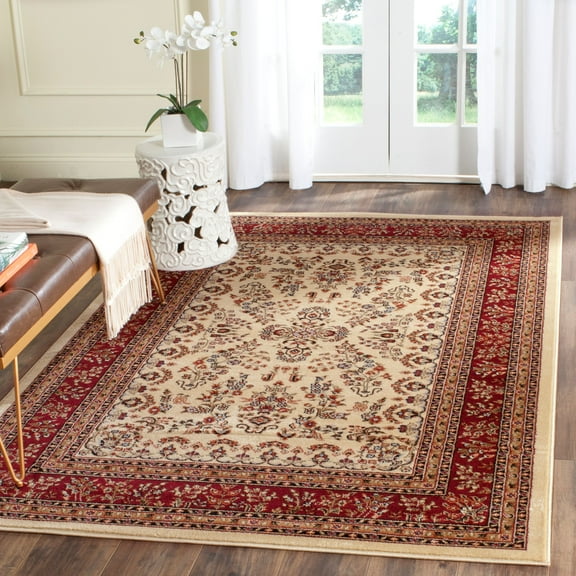SAFAVIEH Lyndhurst Isadora Traditional Bordered Area Rug, Ivory/Red, 4' x 6'