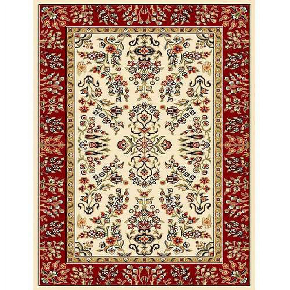 SAFAVIEH Lyndhurst Isadora Traditional Bordered Area Rug, Ivory/Red, 5'3" x 7'6"