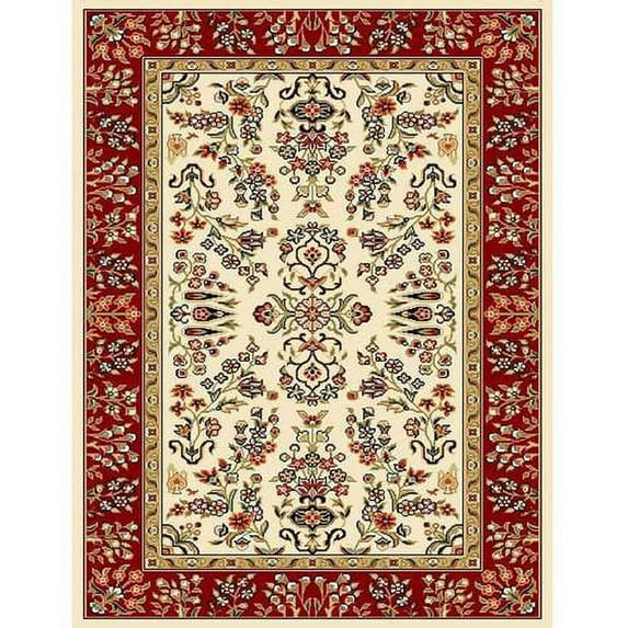 SAFAVIEH Lyndhurst Isadora Traditional Bordered Area Rug, Ivory/Red, 8' x 11'