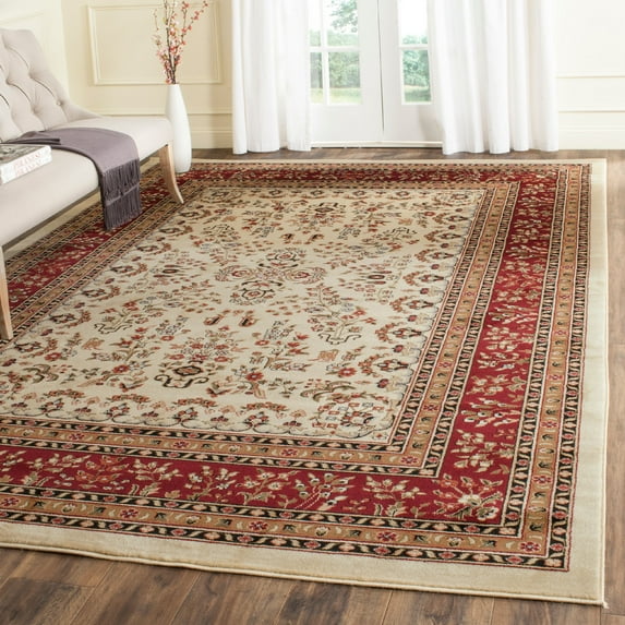 SAFAVIEH Lyndhurst Isadora Traditional Bordered Area Rug, Ivory/Red, 9' x 12'