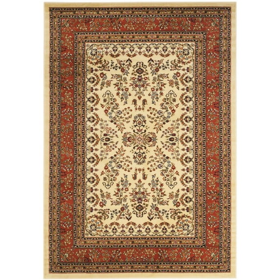 SAFAVIEH Lyndhurst Isadora Traditional Bordered Area Rug, Ivory/Rust, 5'3" x 7'6"