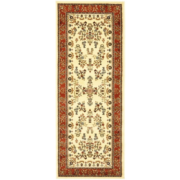 SAFAVIEH Lyndhurst Isadora Traditional Bordered Area Rug, Ivory/Rust, 8' x 8' Round