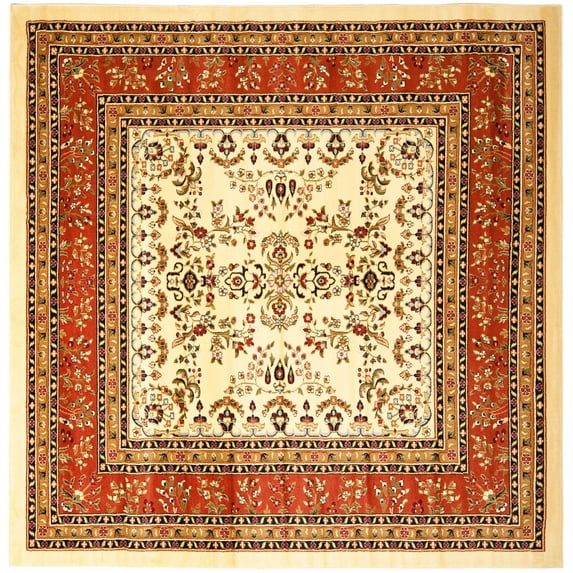 SAFAVIEH Lyndhurst Isadora Traditional Bordered Area Rug, Ivory/Rust, 8' x 8' Square