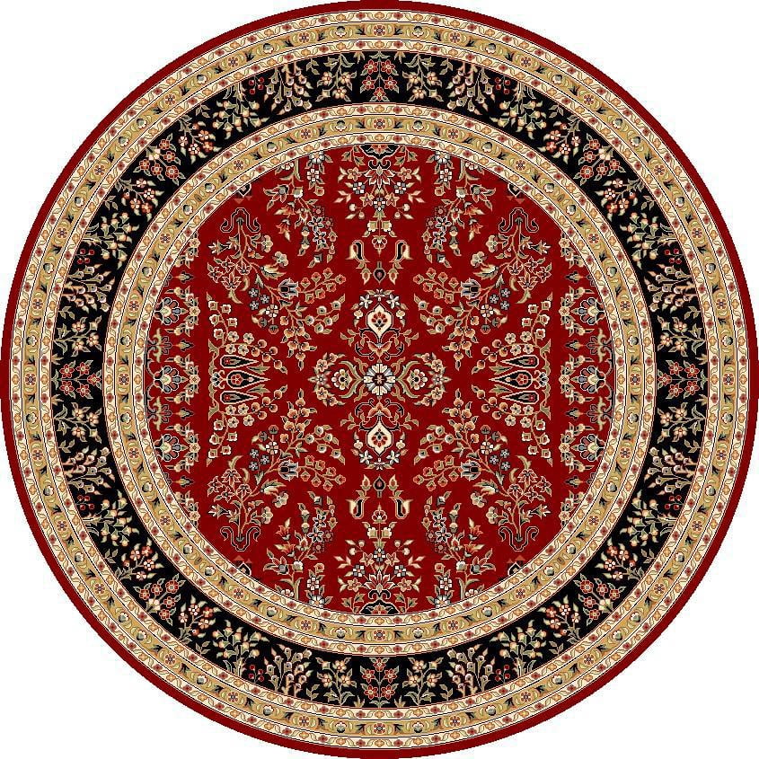 SAFAVIEH Lyndhurst Isadora Traditional Bordered Area Rug, Red/Black, 5'3" x 5'3" Round