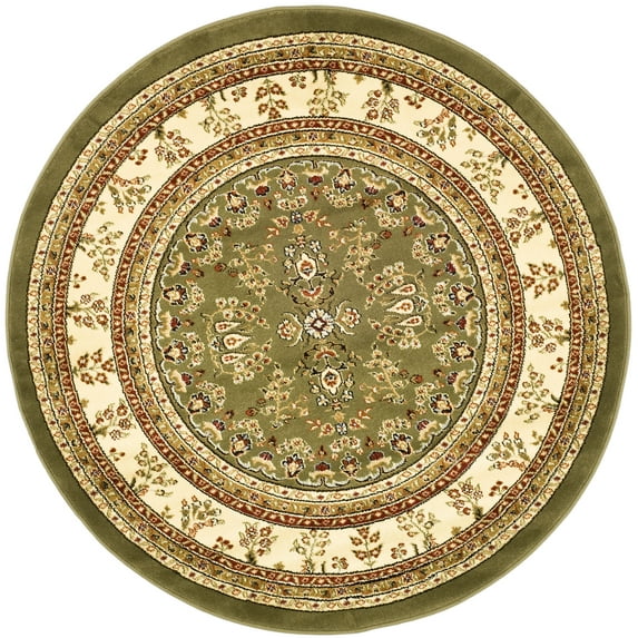 SAFAVIEH Lyndhurst Isadora Traditional Bordered Area Rug, Sage/Ivory, 8' x 8' Round