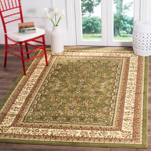 SAFAVIEH Lyndhurst Isadora Traditional Bordered Area Rug, Sage/Ivory, 8' x 8' Square