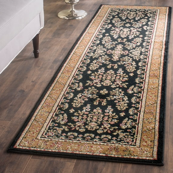 SAFAVIEH Lyndhurst Isadora Traditional Bordered Runner Rug, Black/Tan, 2'3" x 14'