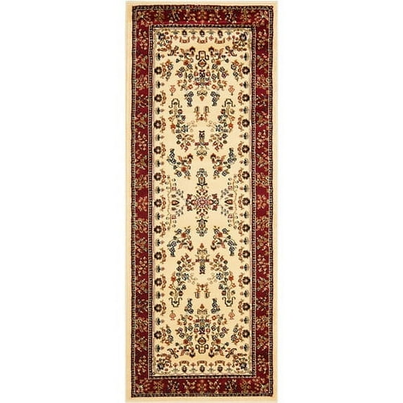 SAFAVIEH Lyndhurst Isadora Traditional Bordered Runner Rug, Ivory/Red, 2'3" x 12'
