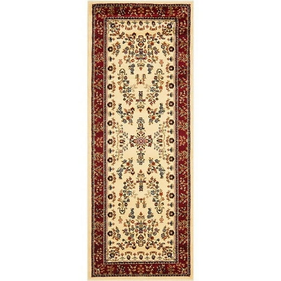 SAFAVIEH Lyndhurst Isadora Traditional Bordered Runner Rug, Ivory/Red, 2'3" x 16'