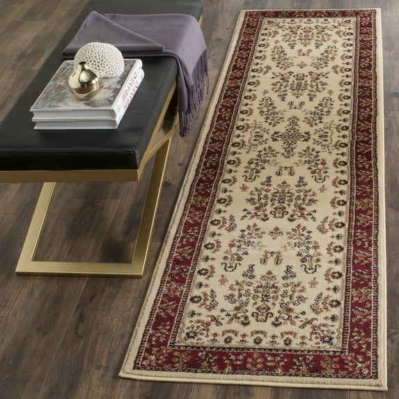 SAFAVIEH Lyndhurst Isadora Traditional Bordered Runner Rug, Ivory/Red, 2'3" x 6'