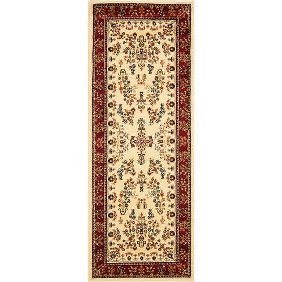 SAFAVIEH Lyndhurst Isadora Traditional Bordered Runner Rug, Ivory/Red, 2'3" x 8'