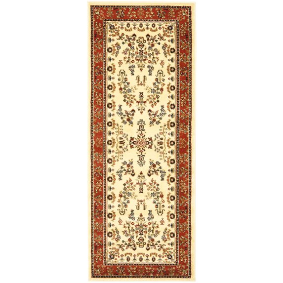 SAFAVIEH Lyndhurst Isadora Traditional Bordered Runner Rug, Ivory/Rust, 2'3" x 6'