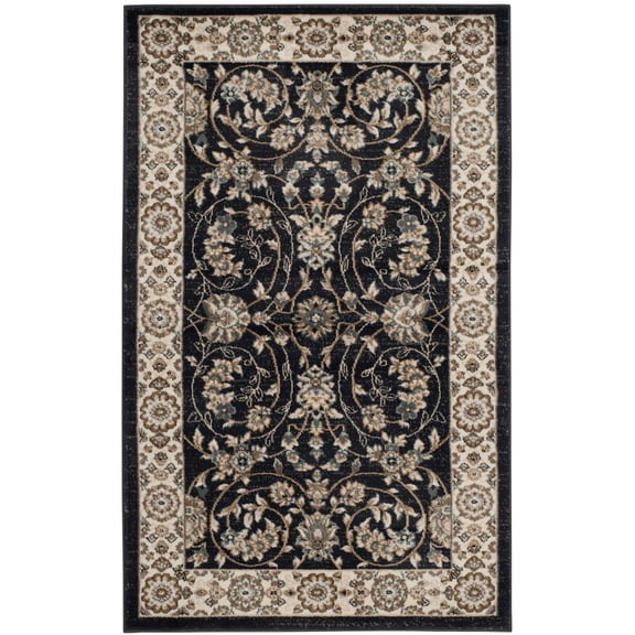 SAFAVIEH Lyndhurst Janel Traditional Bordered Area Rug, Anthracite/Cream, 3'3" x 5'3"