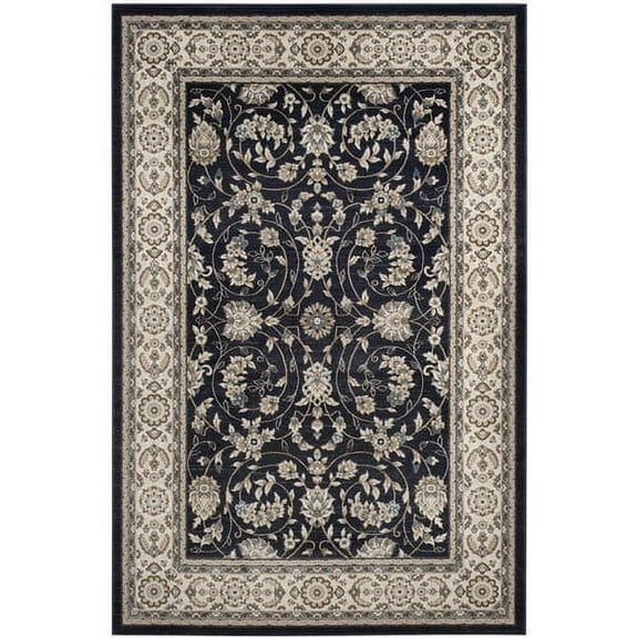 SAFAVIEH Lyndhurst Janel Traditional Bordered Area Rug, Anthracite/Cream, 8'11" x 12'