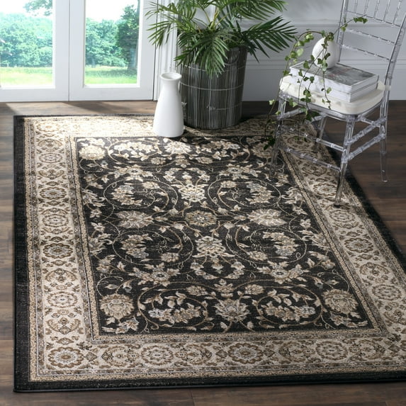 SAFAVIEH Lyndhurst Janel Traditional Bordered Area Rug, Anthracite/Cream, 8' x 10'