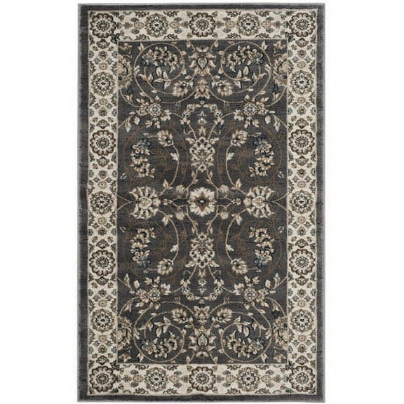 SAFAVIEH Lyndhurst Janel Traditional Bordered Area Rug, Grey/Cream, 3'3" x 5'3"