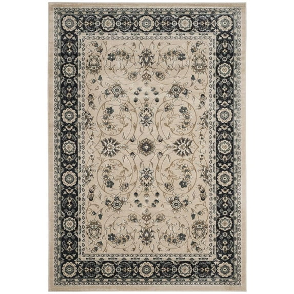 SAFAVIEH Lyndhurst Janel Traditional Bordered Area Rug, Light Beige/Anthracite, 3'3" x 5'3"