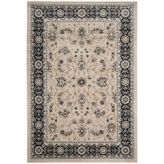 SAFAVIEH Lyndhurst Janel Traditional Bordered Area Rug, Light Beige/Anthracite, 5'3" x 7'6"