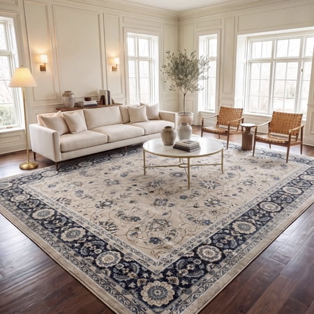 Safavieh Lyndhurst Janel Floral Area Rug, Light Beige/Anthracite, 6' x 9'