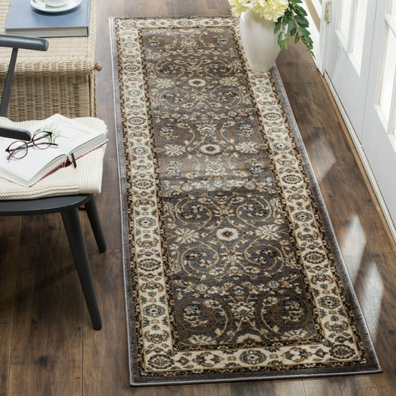 SAFAVIEH Lyndhurst Janel Traditional Bordered Runner Rug, Grey/Cream, 2'3" x 8'