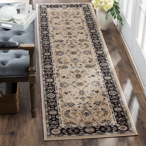 SAFAVIEH Lyndhurst Janel Traditional Bordered Runner Rug, Light Beige/Anthracite, 2'3" x 8'