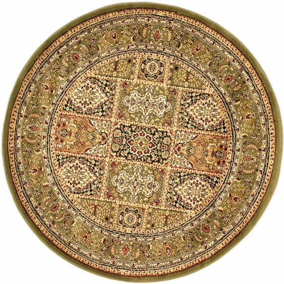 SAFAVIEH Lyndhurst Josephine Traditional Bordered Area Rug, Multi/Green, 5'3" x 5'3" Round