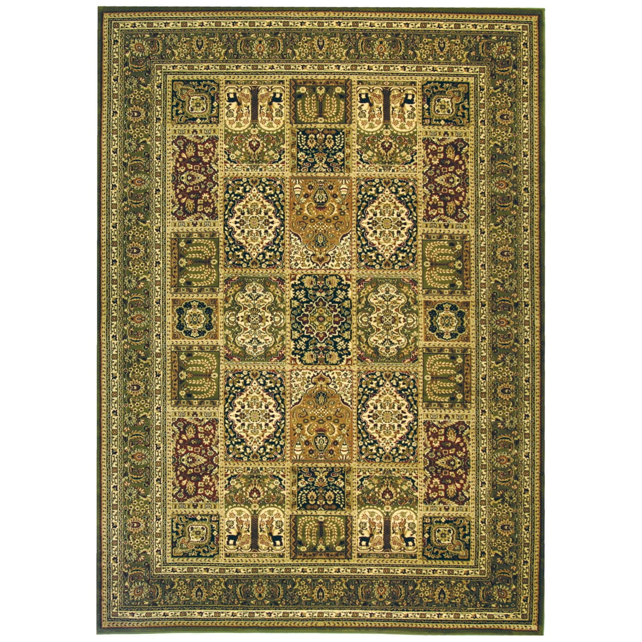 Lyndhurst Multi Green Synthetic Traditional Area Rug