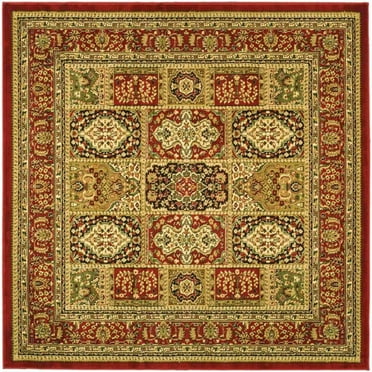 SAFAVIEH Lyndhurst Josephine Traditional Bordered Area Rug, Multi/Red, 6' x 6' Square
