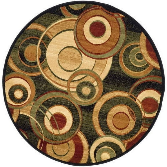 SAFAVIEH Lyndhurst Josh Geometric Circles Area Rug, Black/Multi, 5'3" x 5'3" Round