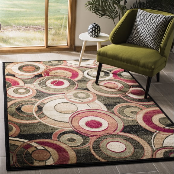 SAFAVIEH Lyndhurst Josh Geometric Circles Area Rug, Black/Multi, 9' x 12'