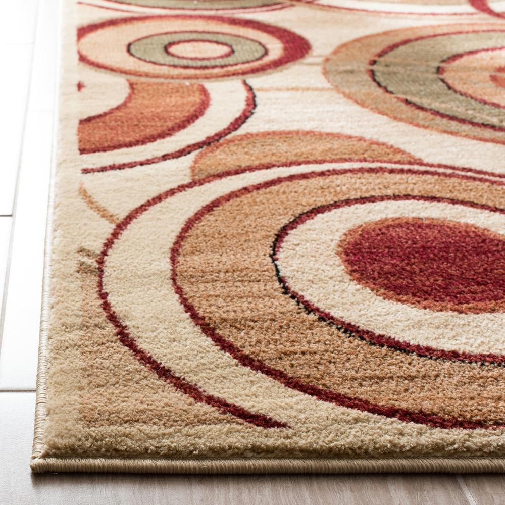Ivory and Multicolor Geometric Circles Rectangular Area Rug