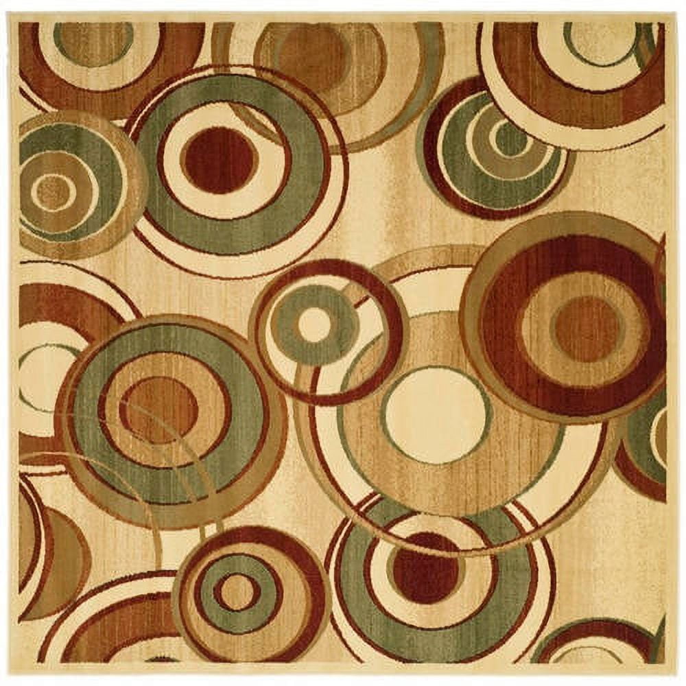 SAFAVIEH Lyndhurst Josh Geometric Circles Area Rug, Ivory/Multi, 5'3" x 5'3" Round