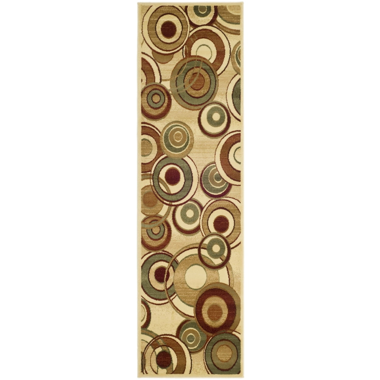 Ivory Round Reversible Easy-Care Synthetic Area Rug - 6'