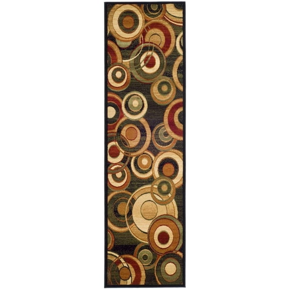 SAFAVIEH Lyndhurst Josh Geometric Circles Runner Rug, Black/Multi, 2'3" x 10'