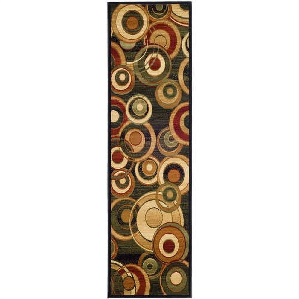 SAFAVIEH Lyndhurst Josh Geometric Circles Runner Rug, Black/Multi, 2'3" x 12'