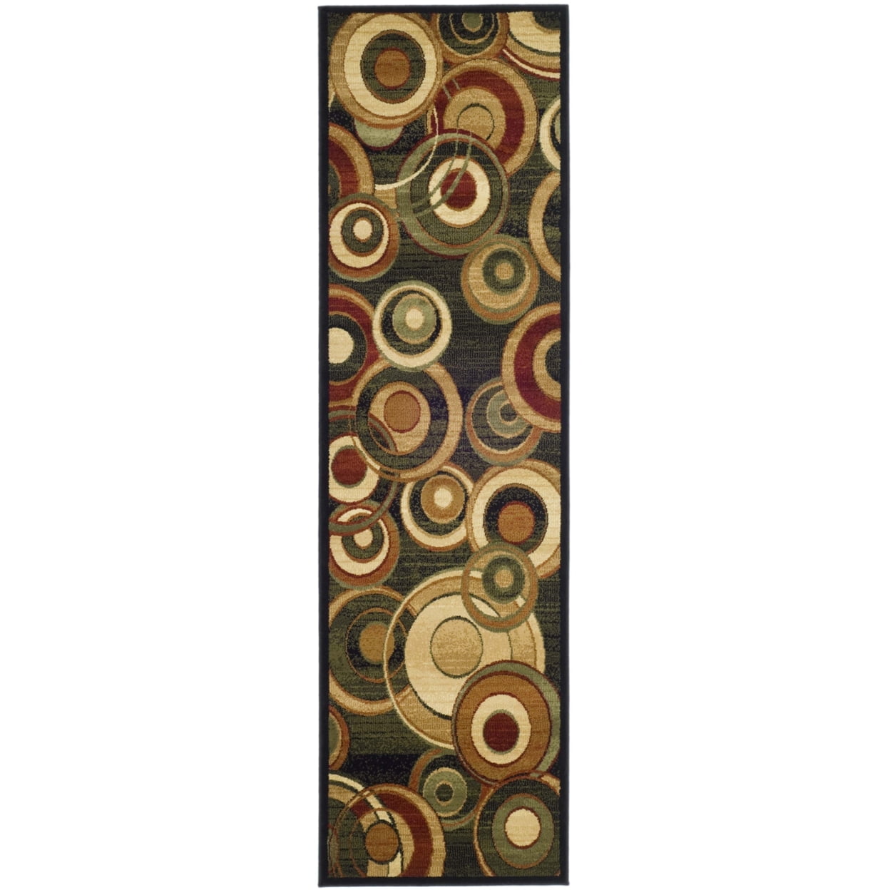 Elegant Lyndhurst Black/Multi Synthetic 2'3" x 16' Runner Rug