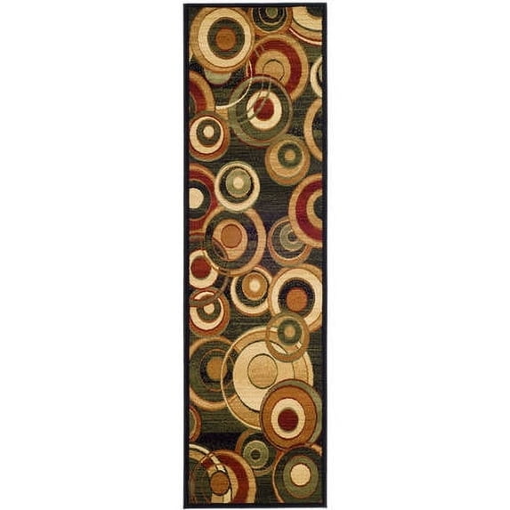 SAFAVIEH Lyndhurst Josh Geometric Circles Runner Rug, Black/Multi, 2'3" x 8'