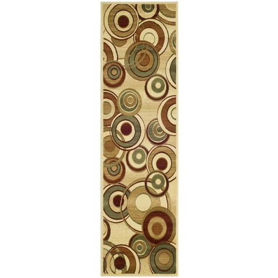 SAFAVIEH Lyndhurst Josh Geometric Circles Runner Rug, Ivory/Multi, 2'3" x 18'