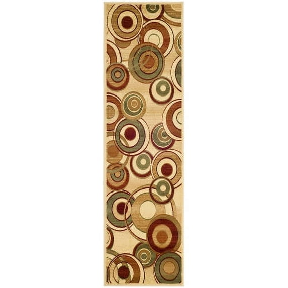 SAFAVIEH Lyndhurst Josh Geometric Circles Runner Rug, Ivory/Multi, 2'3" x 22'