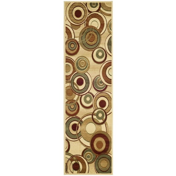 SAFAVIEH Lyndhurst Josh Geometric Circles Runner Rug, Ivory/Multi, 2'3" x 6'