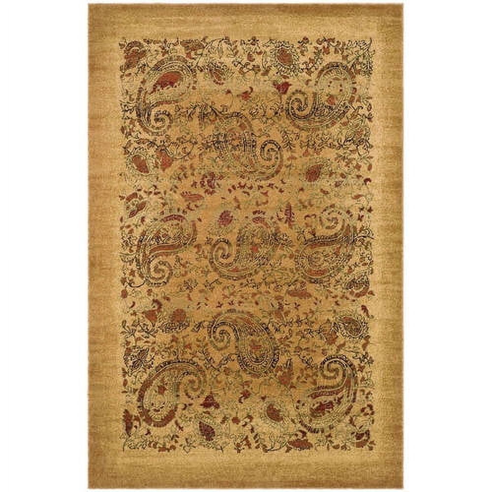 Beige and Multicolor Synthetic 4' x 6' Stain-Resistant Area Rug