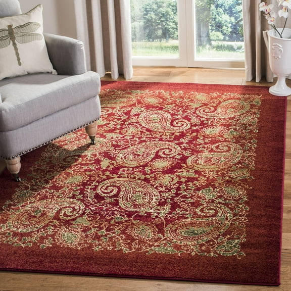 SAFAVIEH Lyndhurst Julia Traditional Floral Area Rug, Red/Multi, 9' x 12'