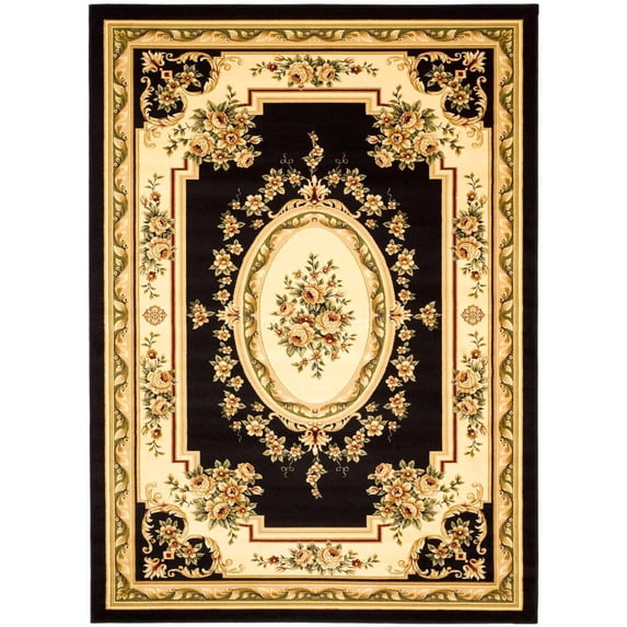 SAFAVIEH Lyndhurst Katherine Traditional Bordered Area Rug, Black/Ivory, 5'3" x 7'6"